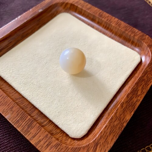 天然和田玉俄料巴沙料糖白单珠16mm