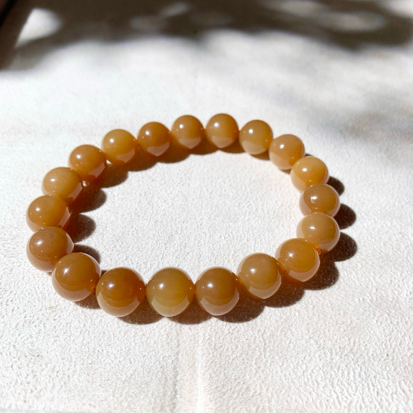 保真天然和田玉新疆且末料金山糖糖玉手链10mm