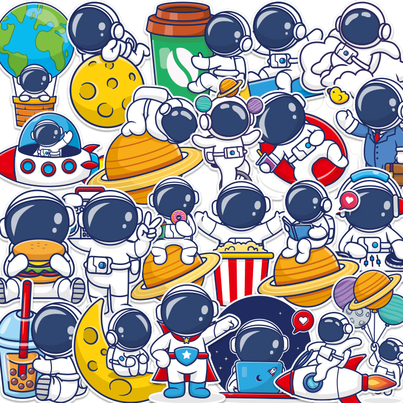 宇航员人物卡通个性贴纸宇宙nasa太空行李箱旅行箱笔记本防水