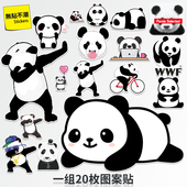 skr嘻哈风熊猫卡通个性 潮牌行李箱贴纸旅行箱电脑墙壁防水门窗贴