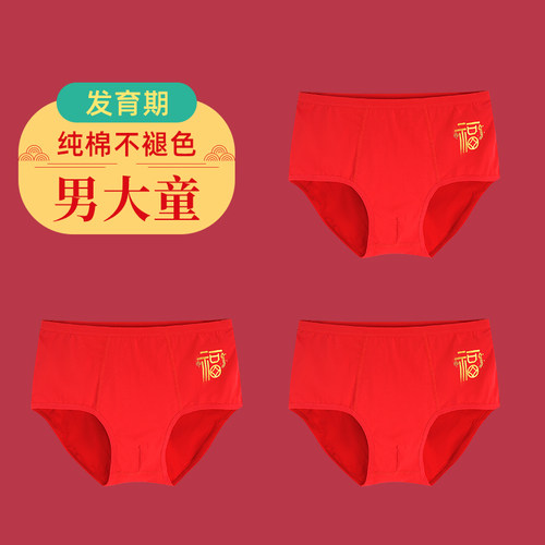 男大童本命年大红三角裤纯棉