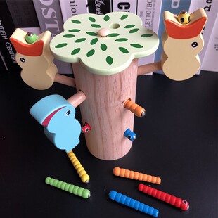 宝宝钓鱼玩具颜色认知手眼协调能力训练儿童蒙氏益智早教抓毛毛虫