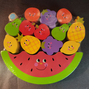 儿童叠叠乐手眼协调互动游戏早教平衡木动物水果跷跷板彩色积木