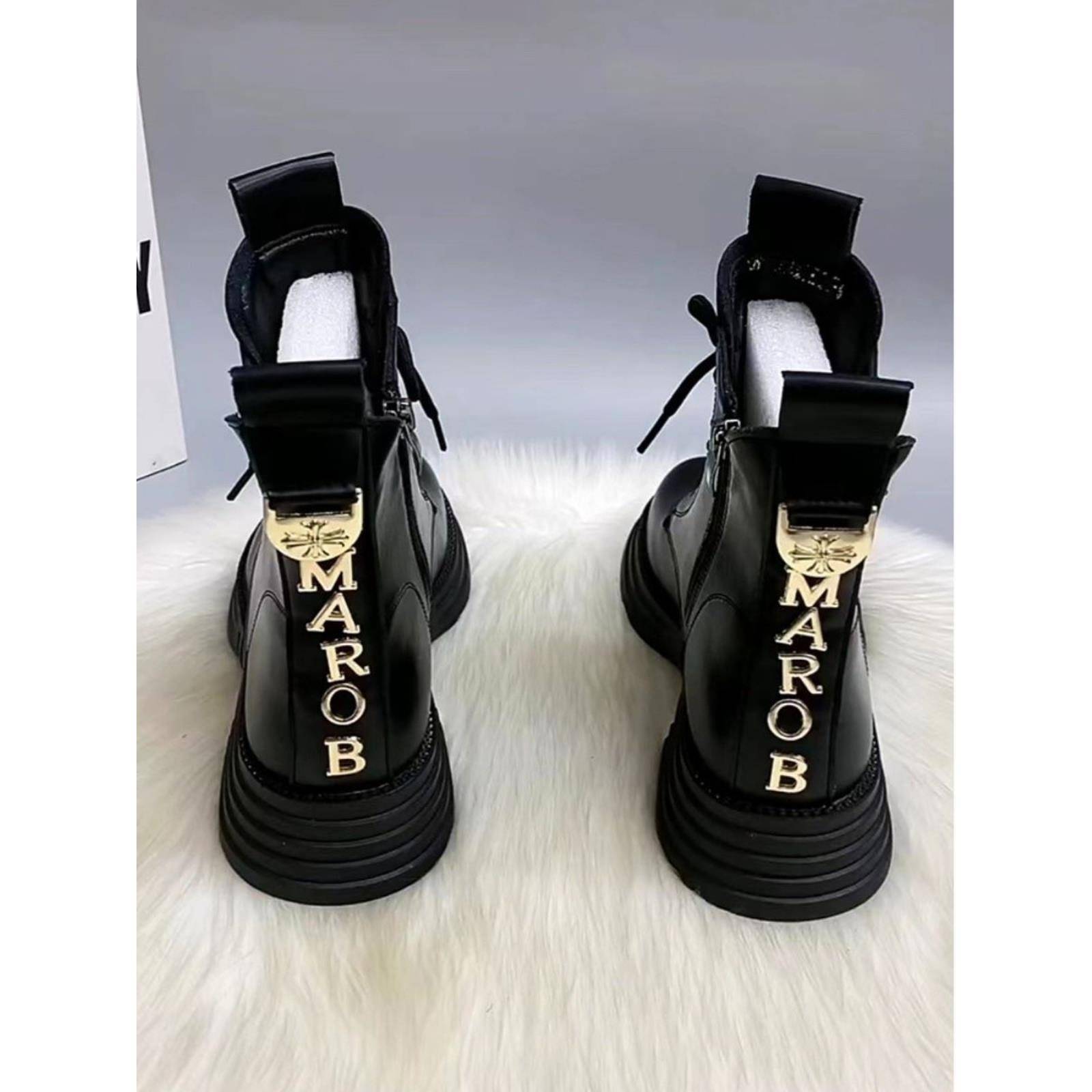 潮牌欧货真皮厚底马丁靴女2025新款短靴英伦风时尚爆款春秋单靴子