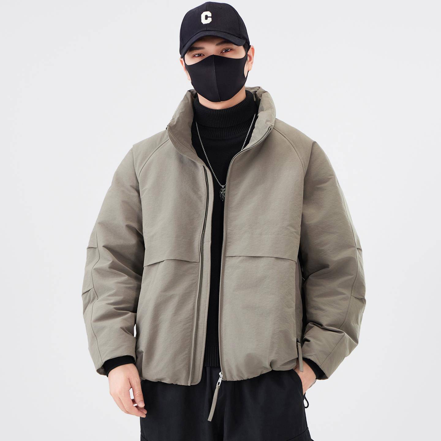 甄选90白鸭绒羽绒服男冬季2025新款立领简约加厚保暖外套帅气衣服