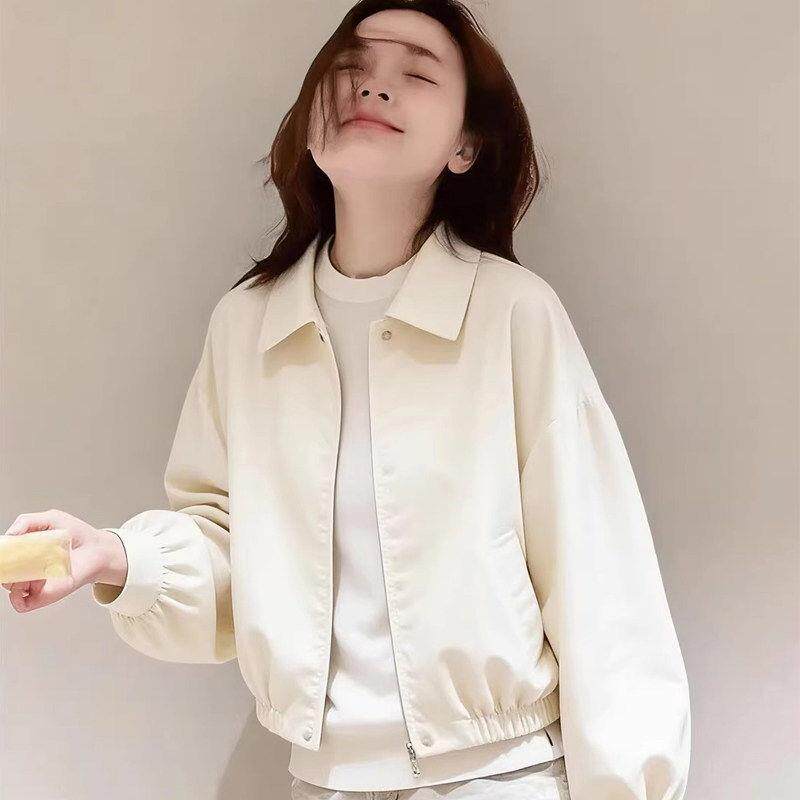 韩国春新款今年流行爆款小香风巨好看的小个子短款白色夹克外套女