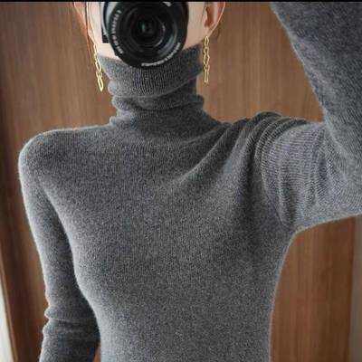 韩国高领软糯羊毛打底衫女2025秋冬新款针织翻领高弹洋气修身毛衣