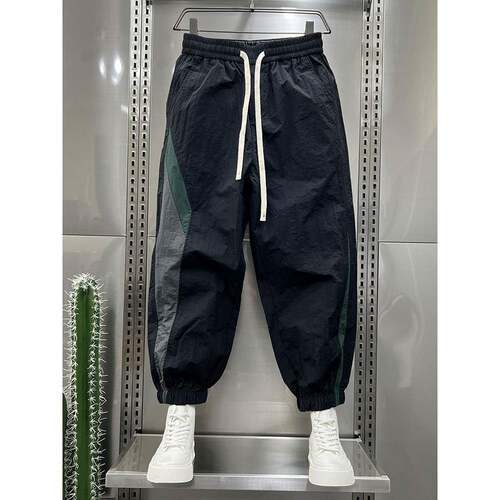 Home Daily 干净清爽穿搭！夏季拼色速干阔腿休闲宽松束脚裤子男