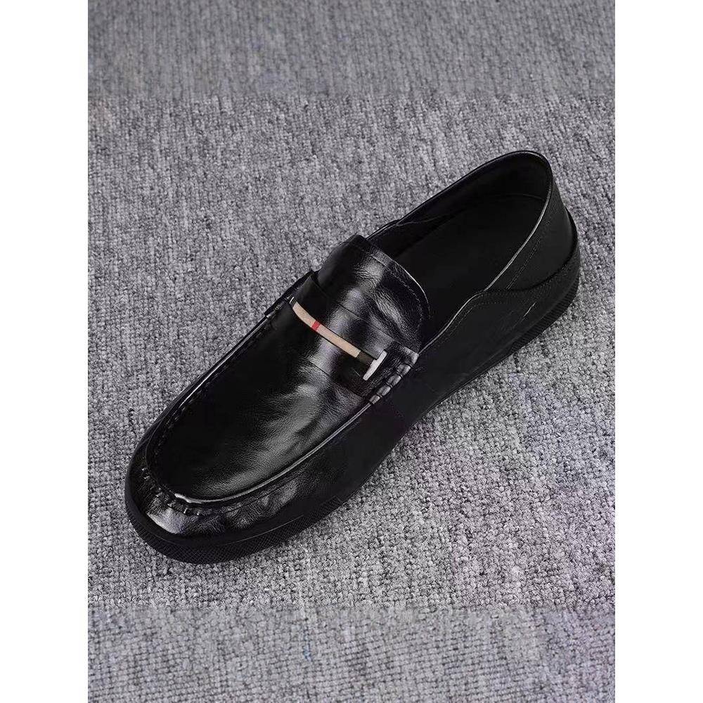 乐福鞋高级感男士厚底休闲皮鞋一脚蹬透气2025新款真皮豆豆鞋男款