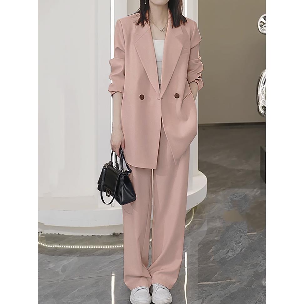 2025新款高级感时尚两件套装女春秋胖mm显瘦休闲西装外套大码女装