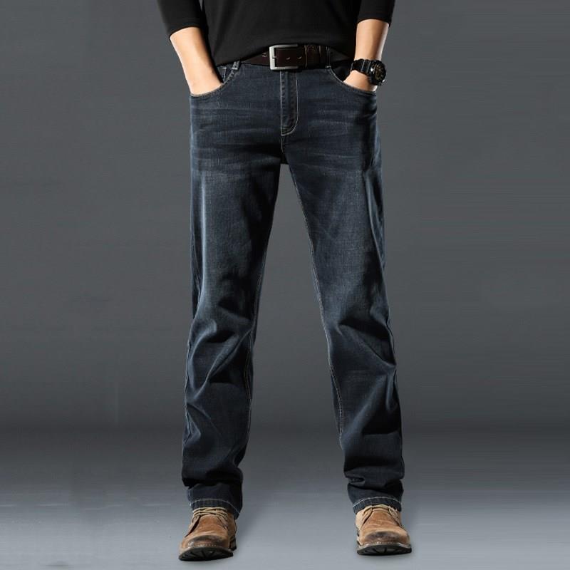 MENTMAR牛仔裤男秋冬款加绒休闲裤弹力大码男士保暖裤子直筒宽松
