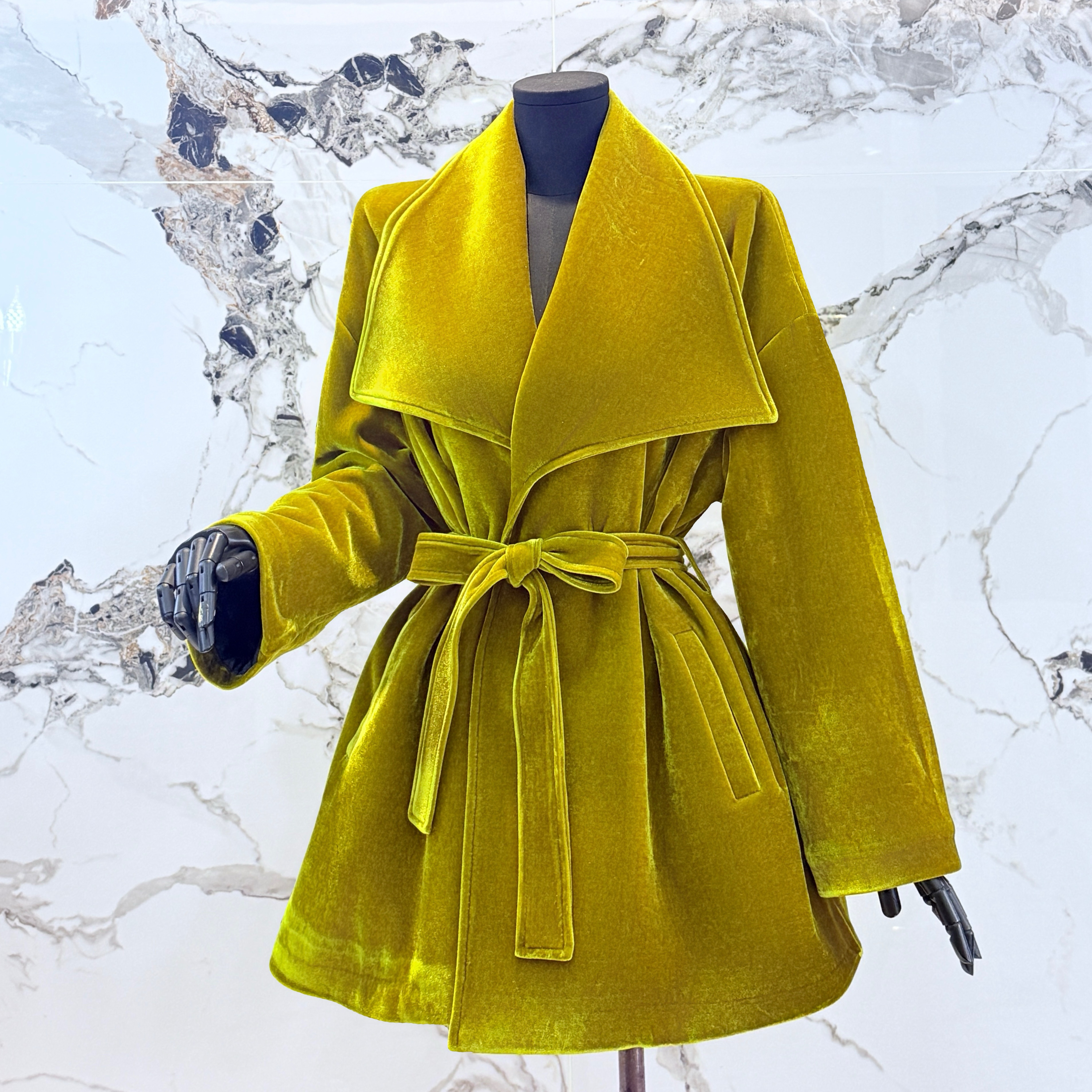 2025秋冬带款百搭气质显瘦姜黄色