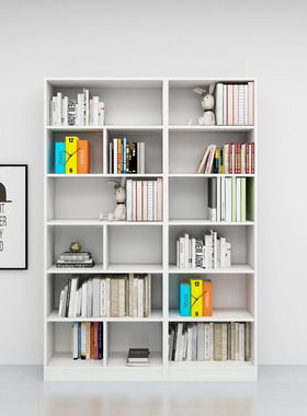大容量书柜书架简约现代白色儿童书橱置物架展柜收纳柜可定做EO