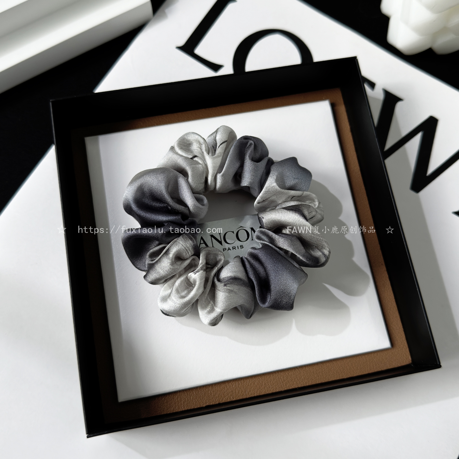 原创手作梦幻雾霾蓝真丝大肠发圈