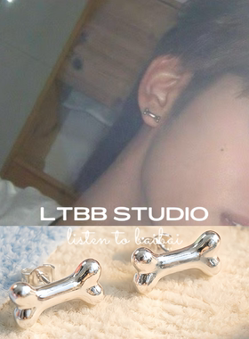 LTBB【teetee同款】S925纯银ins风原创设计极简骨头耳钉