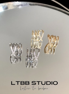 LTBB yushi、Auau同款交错多层锆石无耳洞耳骨夹百搭时尚耳夹