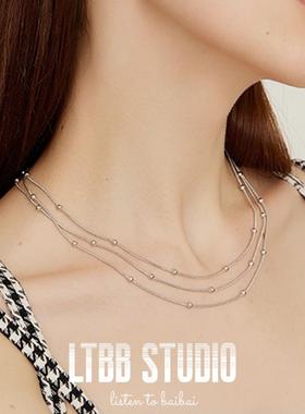 三层蛇骨锁骨链s925纯银