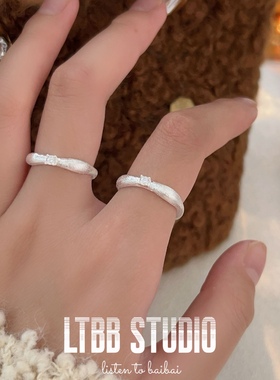 LTBB 韩版闪沙锆石戒指女S925纯银轻奢冷淡风高级指环戒指LB178