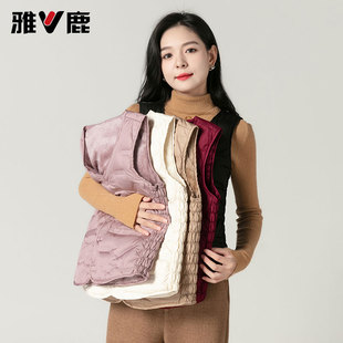 休闲百搭加绒背心马夹内胆 时尚 雅鹿2025新款 羽绒马甲女冬轻薄修身