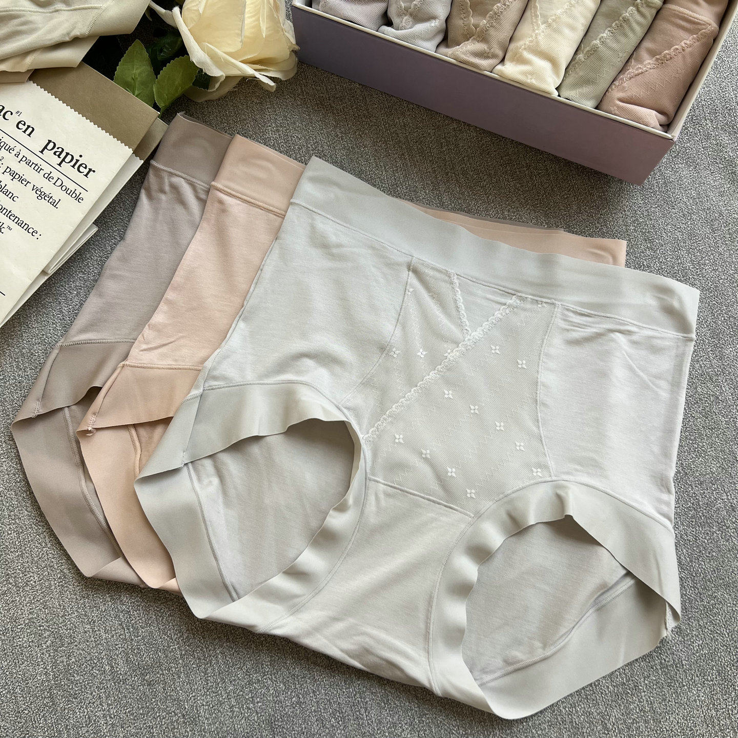 6条盒装无痕收腹内裤女蕾丝拼接三角短裤透气柔软桑蚕丝底裆裤头,女士内衣/男士内衣/家居服,女三角裤,淘宝优惠券,粉丝福利购,淘宝优惠卷