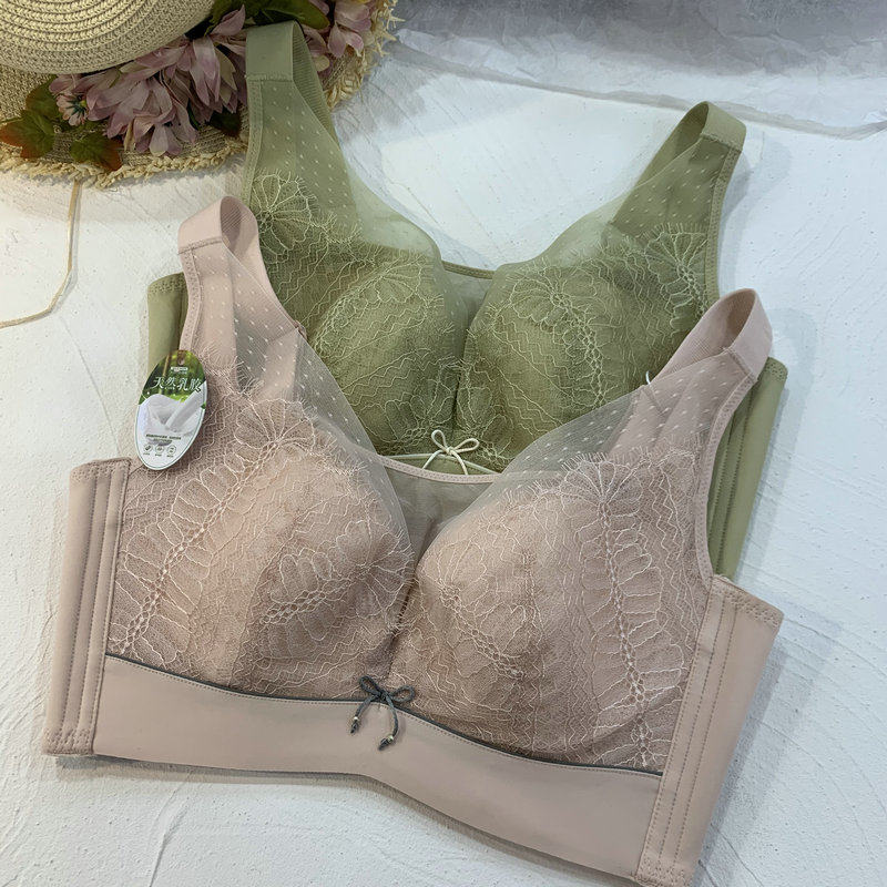 2022新款唯美体雕天然乳胶超薄c杯大胸显小上托收副乳全罩杯文胸