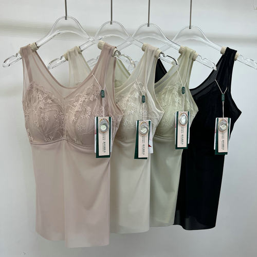 2026春夏新款柔软舒适桑蚕丝背心V领薄款带胸垫一体杯吊带内衣女