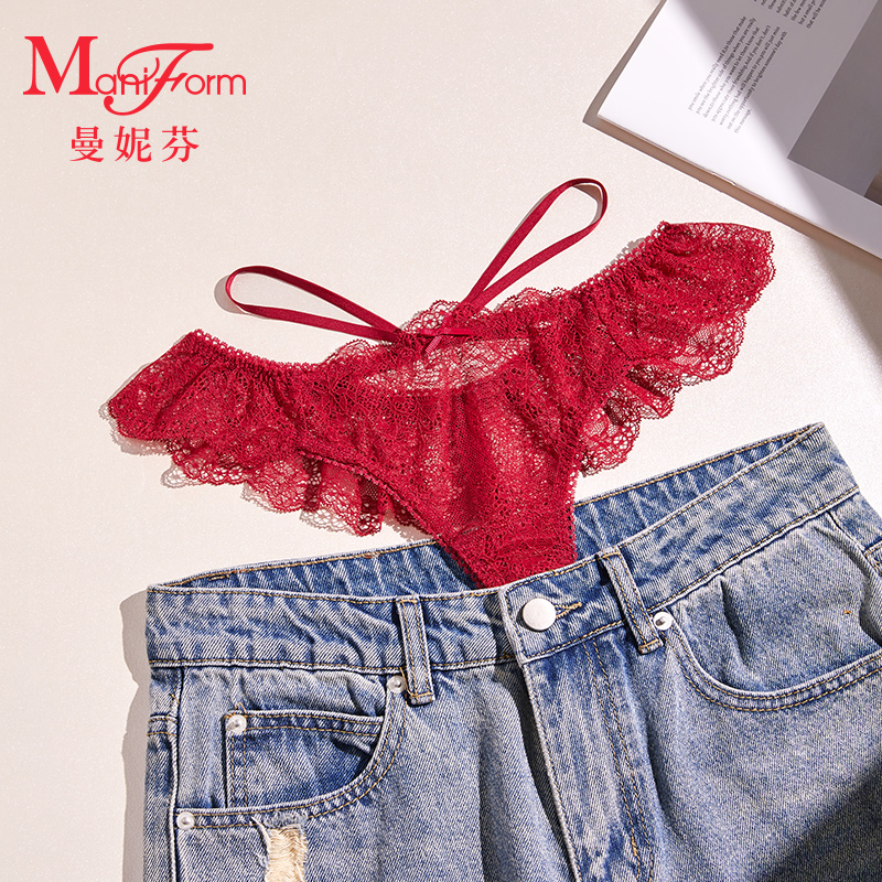 曼妮芬内裤女绑带蕾丝纯棉内裆