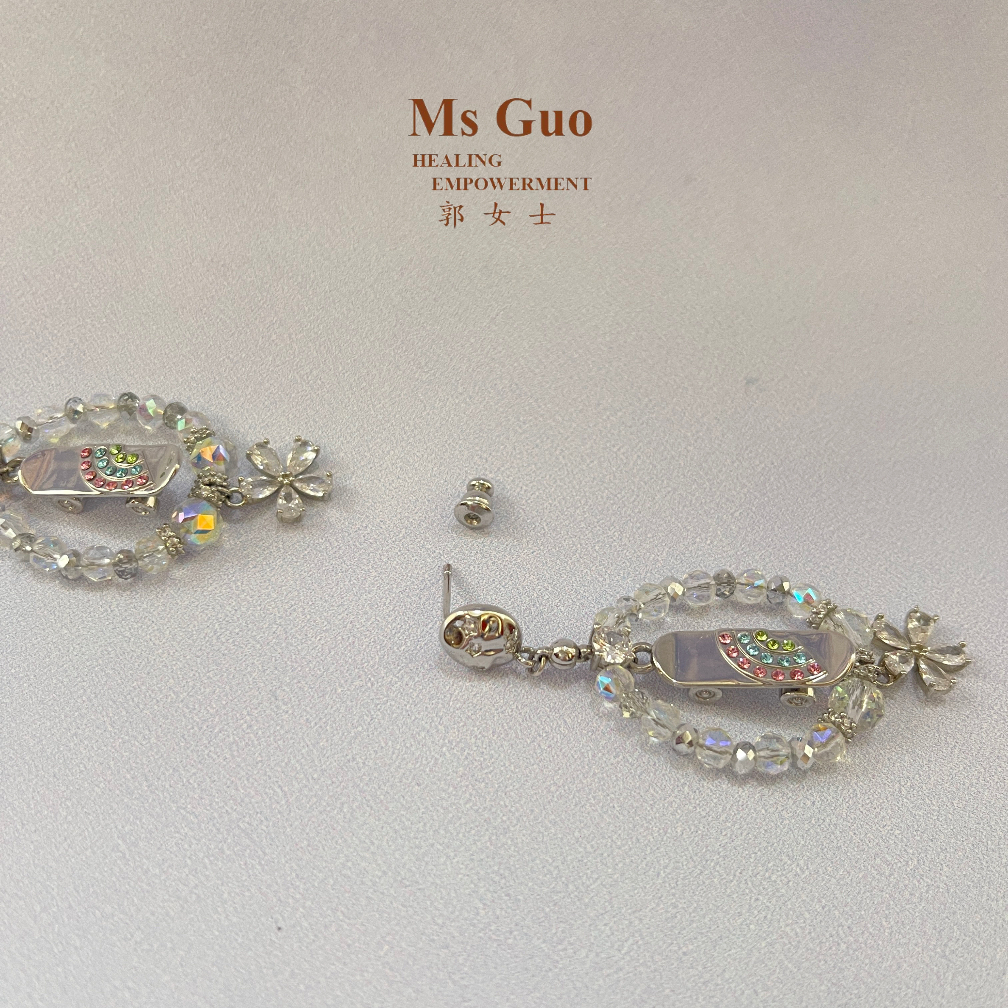 MsGuo手工银滑板耳环运动风格