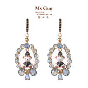 MsGuo手工爵士熊疗愈耳环轻奢