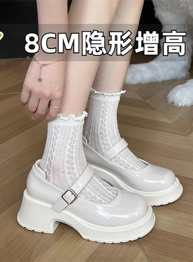 内增高玛丽珍鞋2025春夏洛丽塔JK单鞋厚底粗跟小皮鞋小码女鞋3233