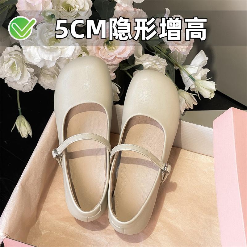 小个子玛丽珍鞋真皮小码女鞋313233内增高一字带晚晚风浅口JK单鞋