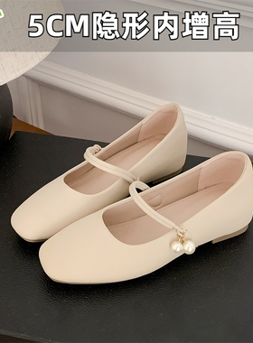 小个子内增高玛丽珍小皮鞋女小码3233法式晚晚鞋软底浅口真皮单鞋