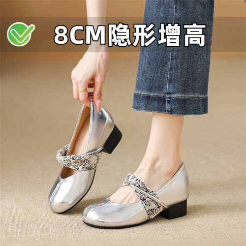 ZYIYI内增高银色玛丽珍单鞋