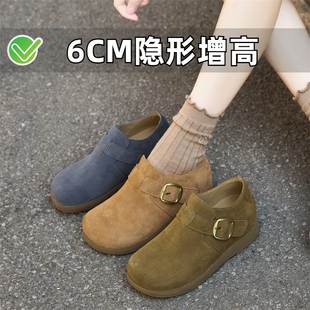 休闲单鞋 新款 2026春季 3233 小码 女鞋 内增高豆豆鞋 小个子厚底勃肯鞋
