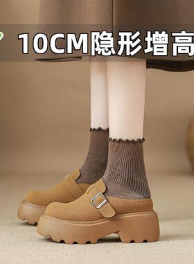 小个子内增高勃肯鞋女春夏真皮小码女鞋323334半拖鞋厚底凉鞋外穿