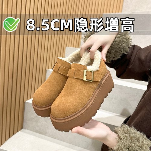 小个子春夏季厚底勃肯鞋内增高全包真皮豆豆博肯鞋小码女鞋313233