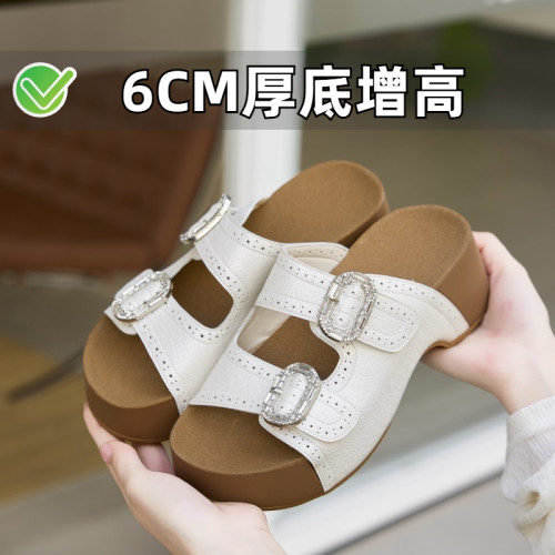 ZYIYI小个子厚底增高勃肯一字拖
