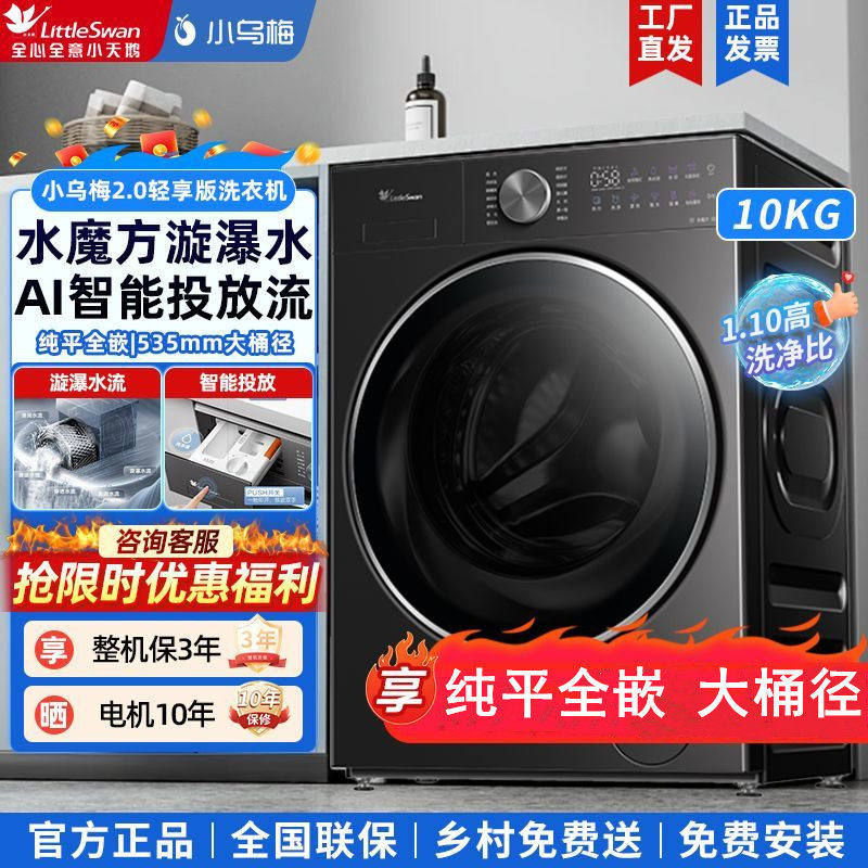 Littleswan/小天鹅 TG10VE20乌梅水魔方滚筒洗衣机全自动kg纯平全