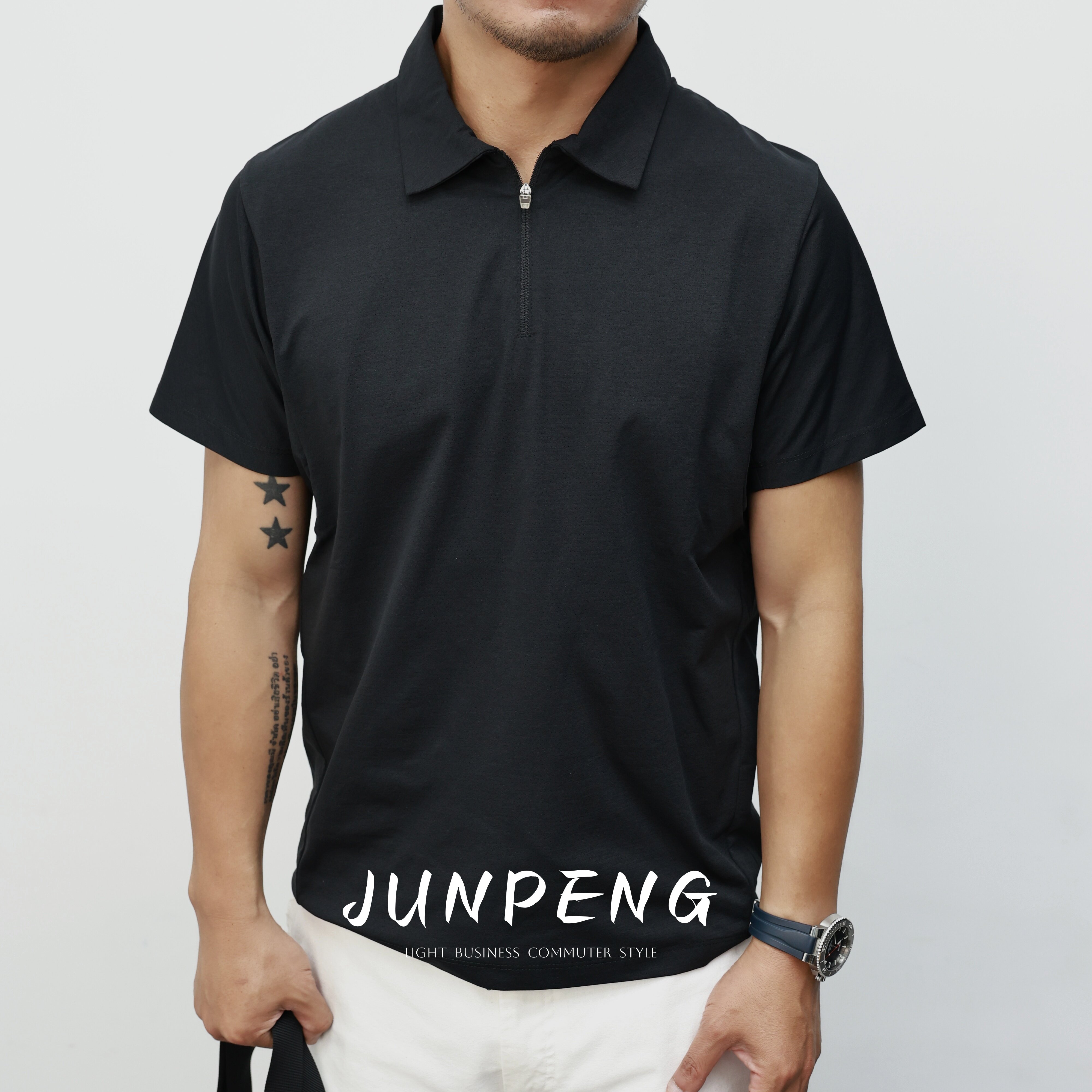 【运动polo衫】530 男士气孔polo衫户外速干运动休闲翻领短袖宽松图片