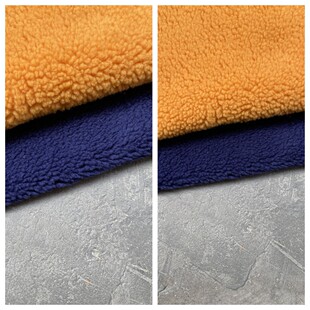 柔软黄色深蓝色泰迪感时装 毛毛秋冬面料定制大衣外套手工布料