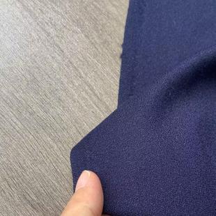 藏青色麻纱肌理羊毛棉精纺绉纱秋冬设计师定制西装裤子布料