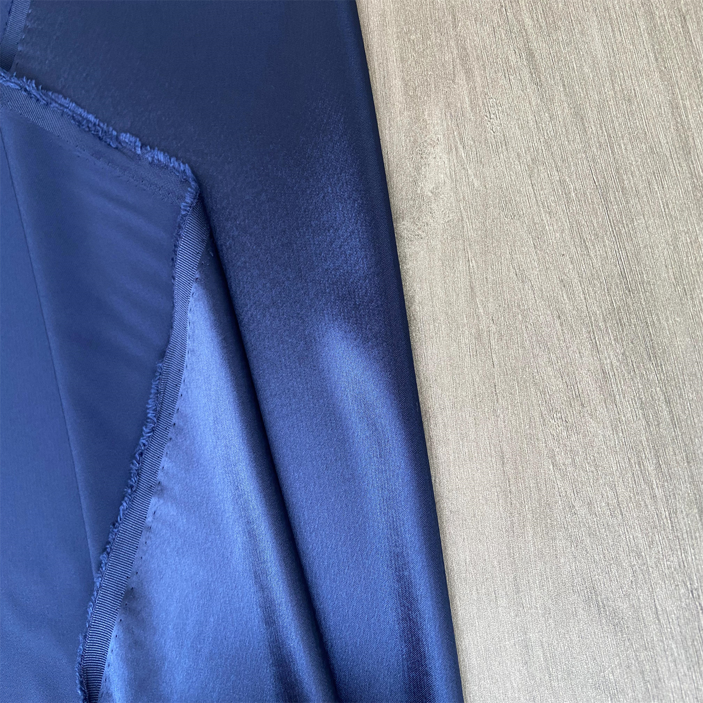 布队深蓝色日本三醋酸缎面布料