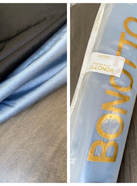 BONOTTO黑色蓝色缎面100%pl微皱时装顺滑亲肤面料风衣外套裙布料