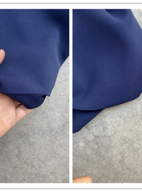 藏蓝色意大利Como区产粘纤混纺垂坠微肌理有弹力时装套装面料布料
