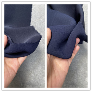 藏青色韩国产麻纱肌理套装时装面料抗皱垂坠哑光质地外套阔腿裤裙