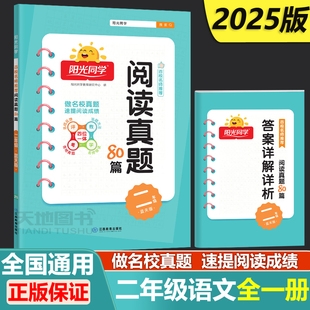 现货包邮2025新版阳光同学阅读真题80篇二年级蓝天版 百校名师推荐同步阶梯 小学生2年级阅读真题80篇上下册作业本练习册阅读理解