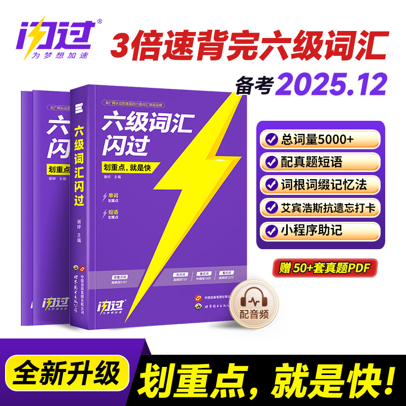 【备考2025.12】六级词汇闪过乱序版大学英语六级高频词单词本专项训练词根词缀记忆法便携版 大学英语考研词汇闪过巨微英语旗舰店