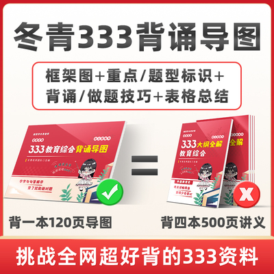 官方现货】2026冬青老师 333教育综合背诵导图 选择题1200题 333教育综合26考研背诵思维导图选择题1200题 可搭lucky学姐丹丹老师