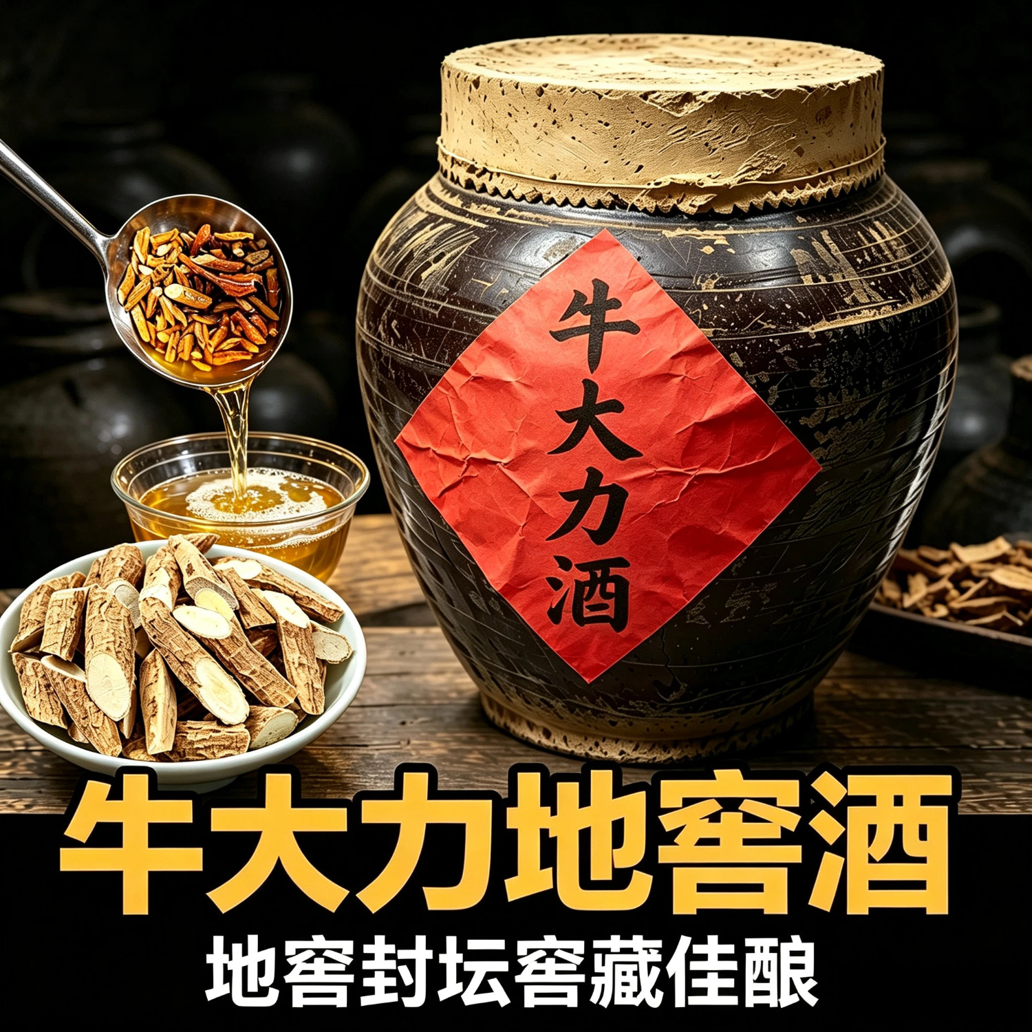 牛大力地窖酒五指毛桃浸泡酒九蒸九晒黄精枸杞酒10斤40度露酒浸酒