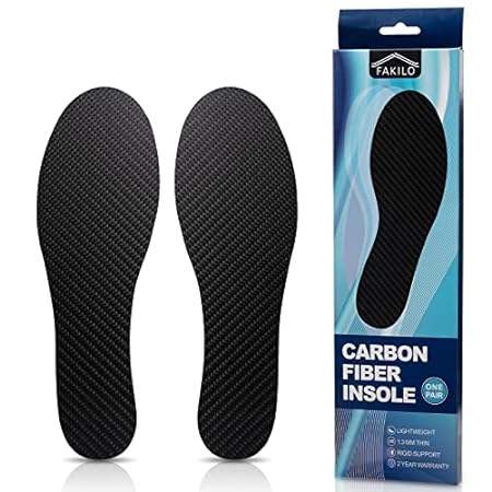 Carbon Fiber Insole 1 Pair， FAKILO Carbon Fiber Insoles S